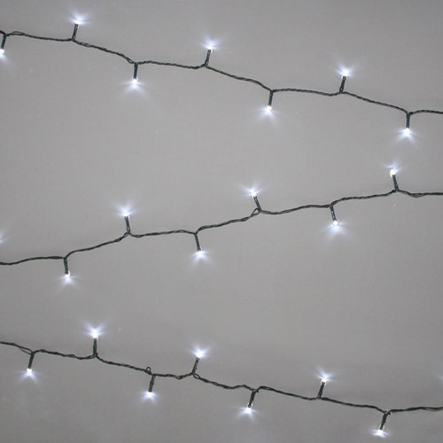 A string of bright white LED lights.