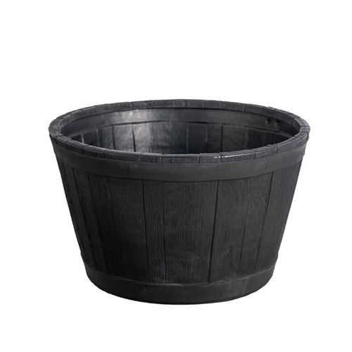 Strata Oakwood Barrel Planter, Black - 50cm