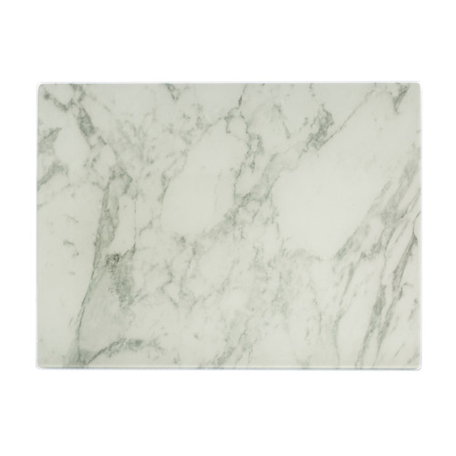 Typhoon marble-effect worktop saver with a white and grey veined design, ideal for protecting kitchen surfaces during food preparation.