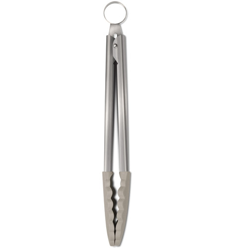 Zeal 25cm French grey silicone food tongs with stainless steel handles, non-slip tips and hanging loop.