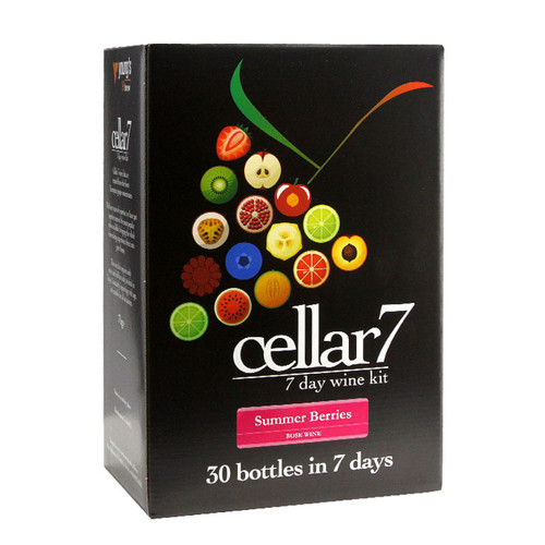 Cellar 7 Summer Berries 7-day wine kit box for making up to 30 bottles of homemade fruit wine.