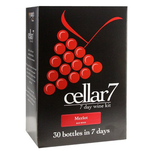 Cellar 7 Merlot 7-day wine kit box for making up to 30 bottles of homemade red wine.