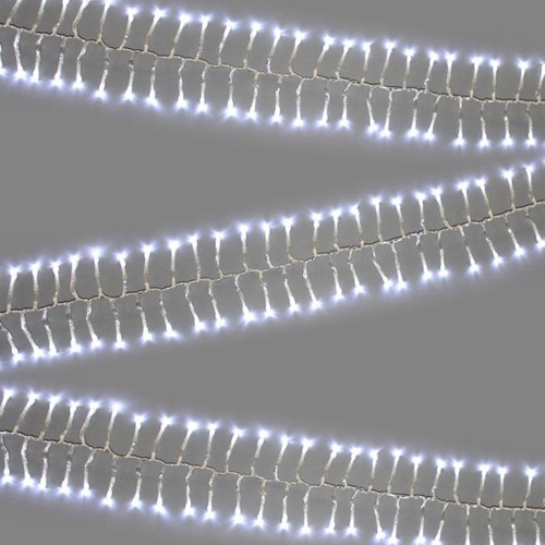 Cool white LED cluster Christmas tree lights on a clear cable, arranged in a dense string design for bright indoor and outdoor festive decorations.
