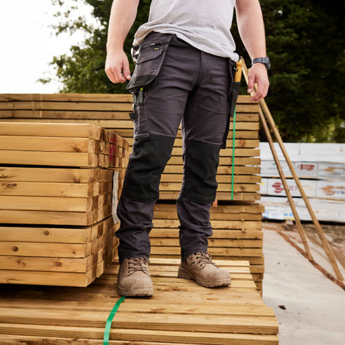 Bisley Workwear Men's Flex & Move Stretch Utility Cargo Trousers with Holster Pockets - Charcoal