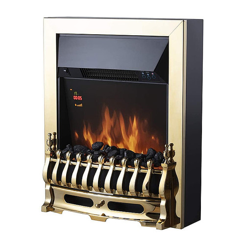 Warmlite WL45049 Whitby Electric Fire Inset with Remote  Brass 2000w
