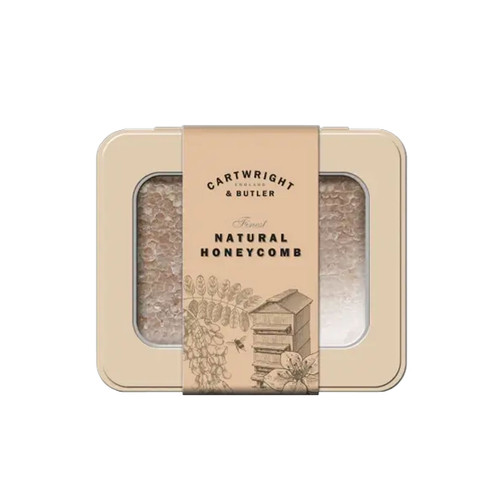 A tin containing a honeycomb