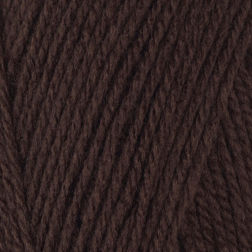 Close-up of tightly twisted brown yarn strands arranged diagonally, showing the texture and weave of the wool.