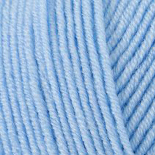Close-up of tightly twisted pale blue yarn strands arranged diagonally, showing the texture and weave of the wool.