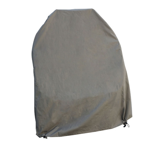 Grey protective cover for an outdoor egg chair on a white background.