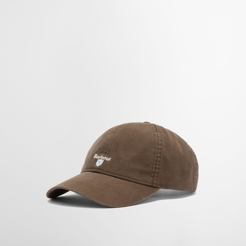 An brown baseball cap with a curved brim and embroidered white logo on the front sits on a light gray background, conveying a casual, outdoorsy feel.