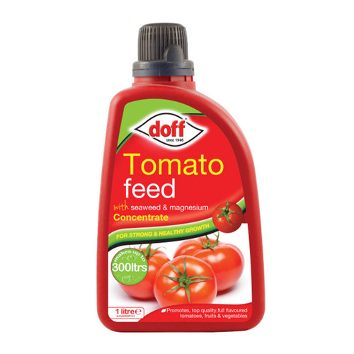 Doff Tomato Feed concentrated liquid fertiliser bottle (1 litre), shown on a white background.