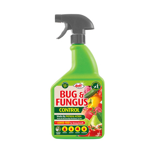 Doff Bug & Fungus Control ready-to-use spray bottle (1L) with trigger head, shown on a white background.