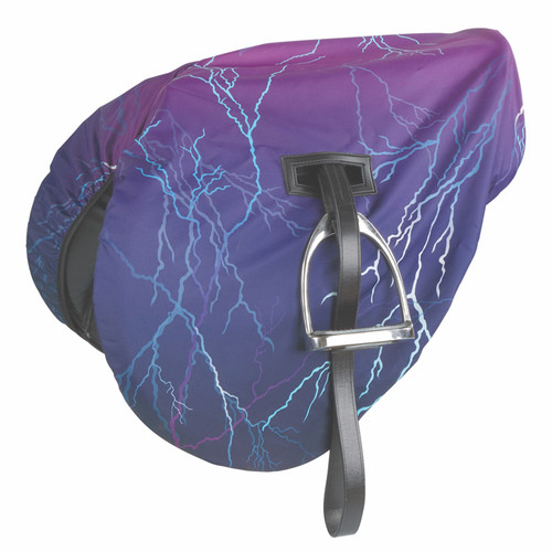 Shires Waterproof Ride On Saddle Cover - Purple Lightning