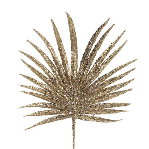 A champagne coloured glittery palm leaf