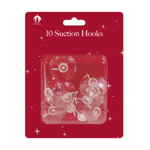 10 clear suction hooks  in red packaging