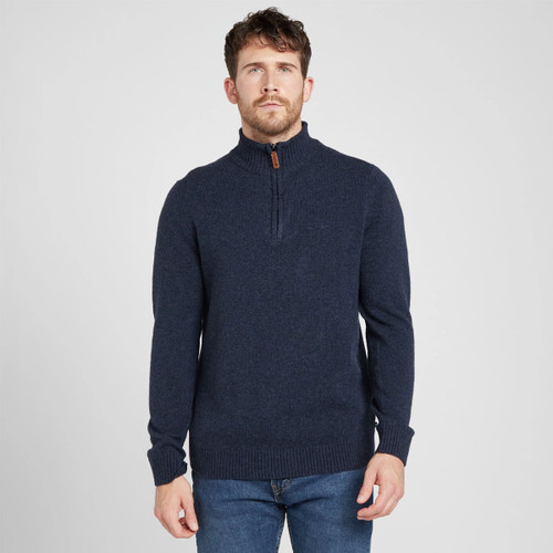 Hoggs of Fife Men's Lothian Quarter Zip Neck Pullover Jumper - Indigo