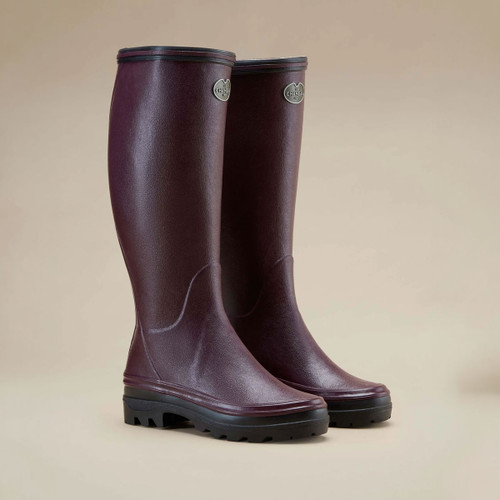 Le Chameau Women's Giverny Jersey Lined Wellington Boots - Cherry