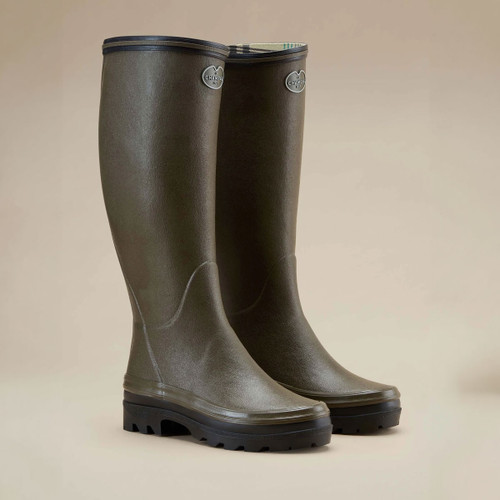 Le Chameau Women's Giverny Jersey Lined Wellington Boots - Vert Chameau