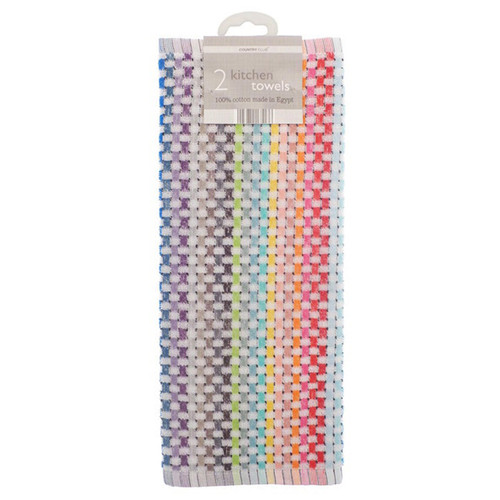  Country Club Zing Kitchen Tea Towel, Rainbow - Pack of 2