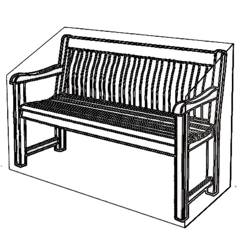 A diagram showing a cover over a bench on a white background
