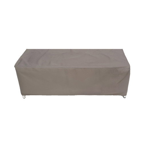 A grey cover covering a bench on a white background