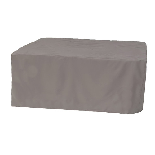 A rectangular object covered with a grey fabric on a neutral background.