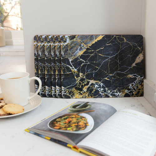 Creative Tops Marble Cork Placemats, Navy - Set of 6