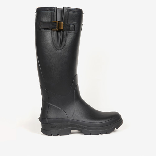 Barbour Tempest black wellington boot with adjustable side strap and rugged sole