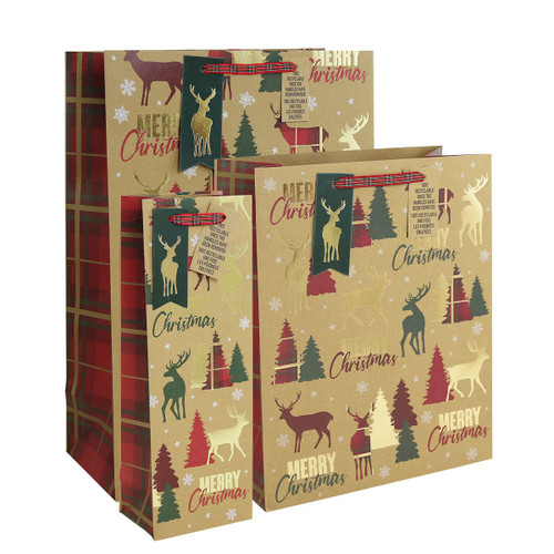 Tartan Stags Christmas Gift Bags