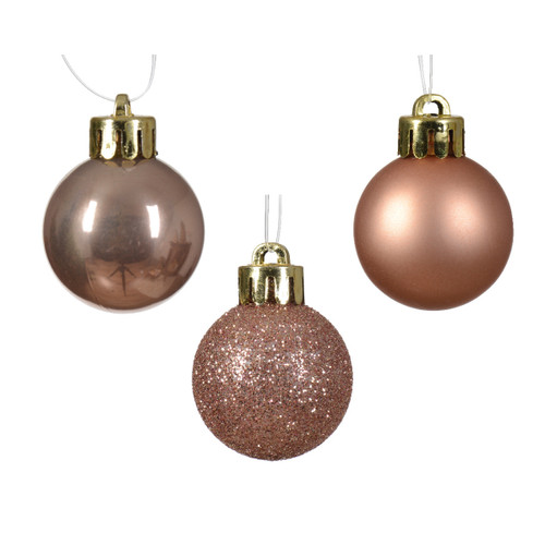 14 Sparkling Rose Assorted Shatterproof Baubles - 3cm