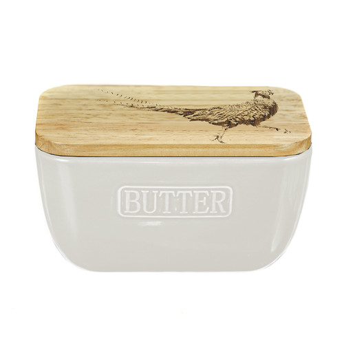 Selbrae House Pheasant Oak & Ceramic Butter Dish