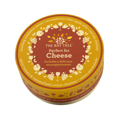 The Bay Tree Perfect for Cheese chutney section in a round orange gift tub.