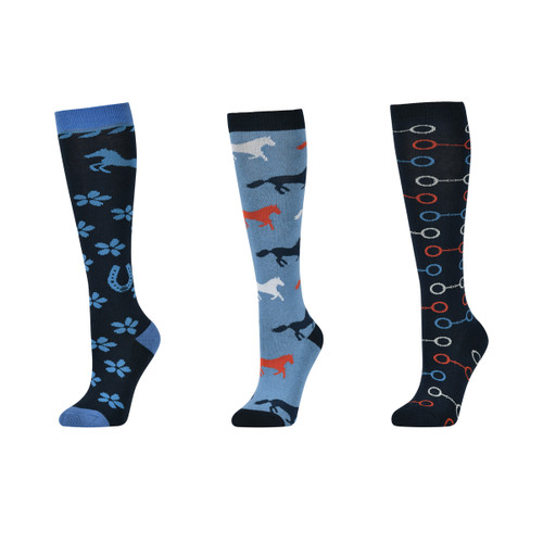 Dublin Socks, Pack of 3 - Ink Flowers