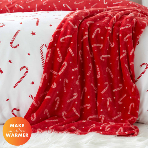 Catherine Lansfield Candy Cane Throw Charlies