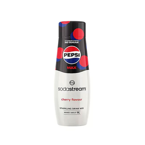 A bottle of Pepsi Max Cherry SodaStream flavour. A bottle of Pepsi Max Cherry SodaStream flavour.