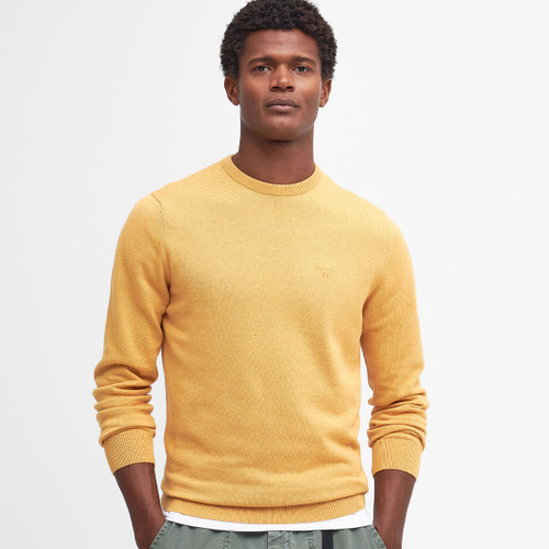 Barbour Men's Pima Cotton Crew Neck Jumper - Honey Gold