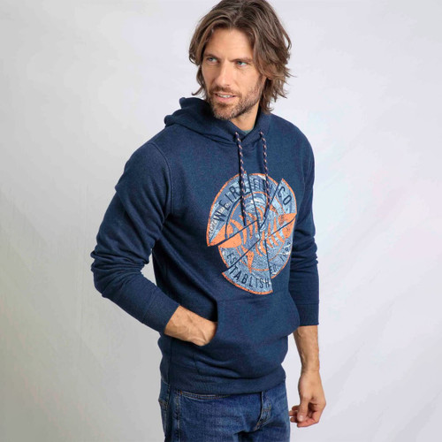 Weird Fish Men's Bryant Graphic Hoodie - Dark Navy