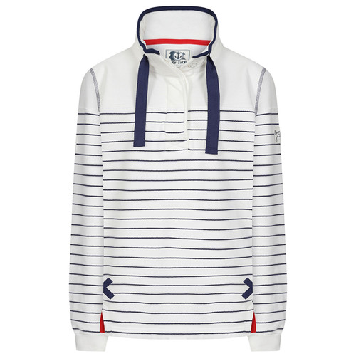 Lazy Jacks Women's Super Soft Striped Sweatshirt - White