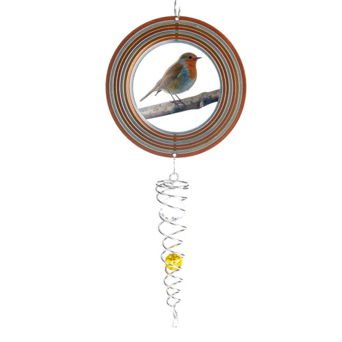 Spin Art Robin Wind Spinner with Crystal Tail
