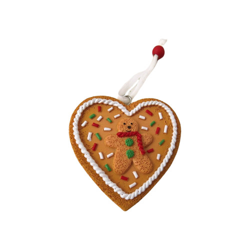 Gingerbread Heart Hanging Decoration on a white background