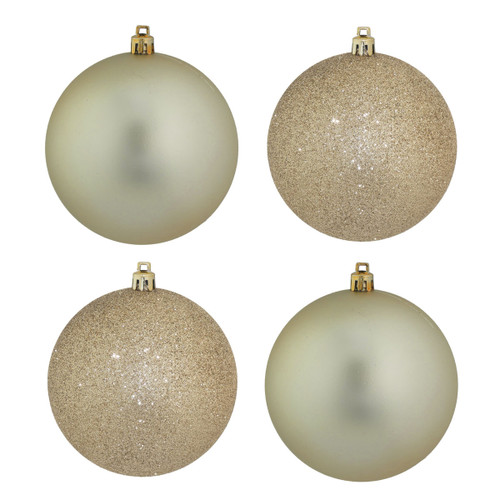 4 Champagne Baubles  on a white background