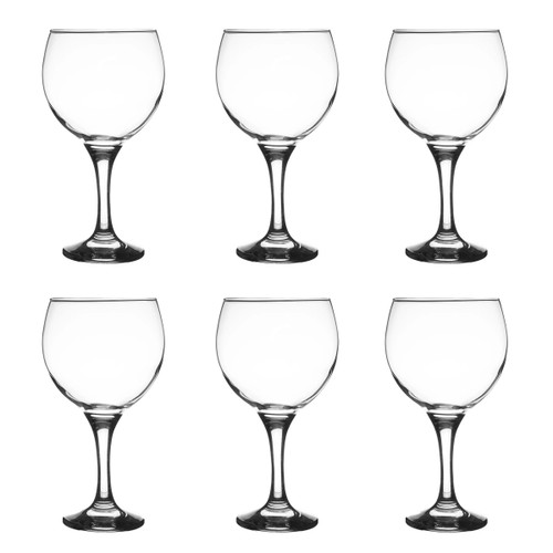 6 balloon gin glasses on a white background