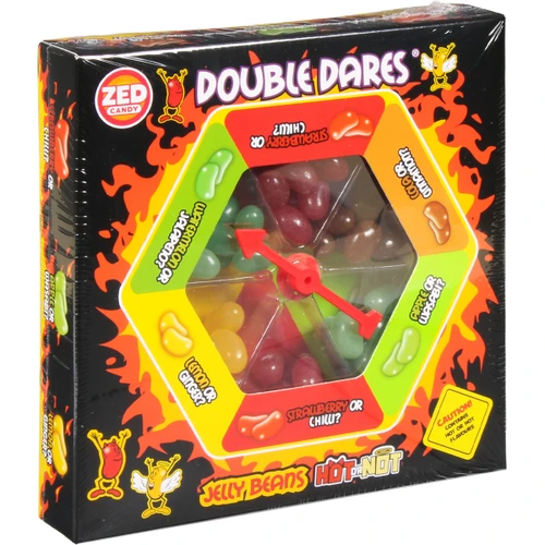 Zed Candy Double Dares Hot or Not Jelly Beans game gift box with a spinning challenge wheel and fiery jelly bean flavours mixed with sweet taste combinations.