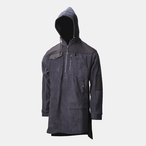 A navy hooded quarter zip eco shirt