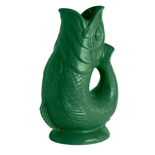 A forest green gluggle jug