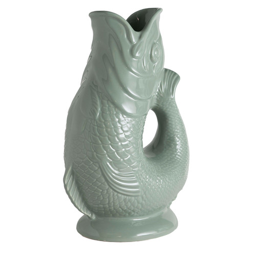 A sage coloured gluggle jug