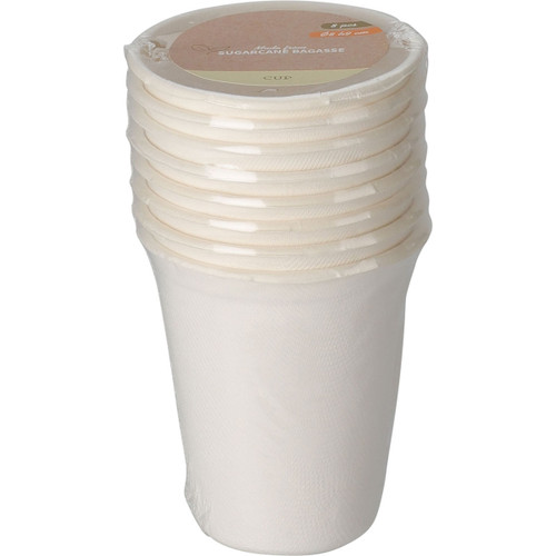Bagasse Disposable Cups, 275ml - 8 Pack