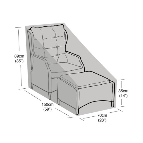 A digital diagram of the garden furniture cover and its dimensions.
