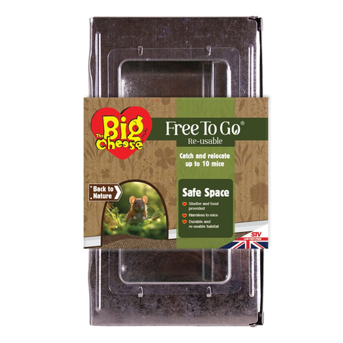 A view of a ready baited mouse trap on a white background