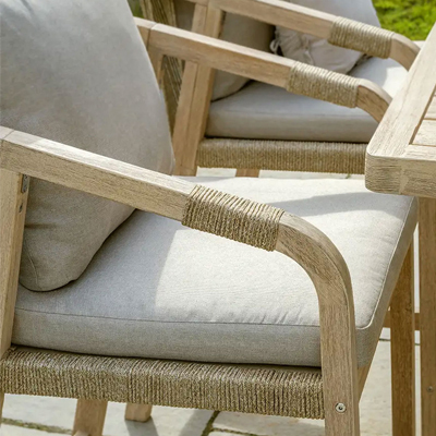 A close up view of the armchair on a Kettler Cora garden furniture set